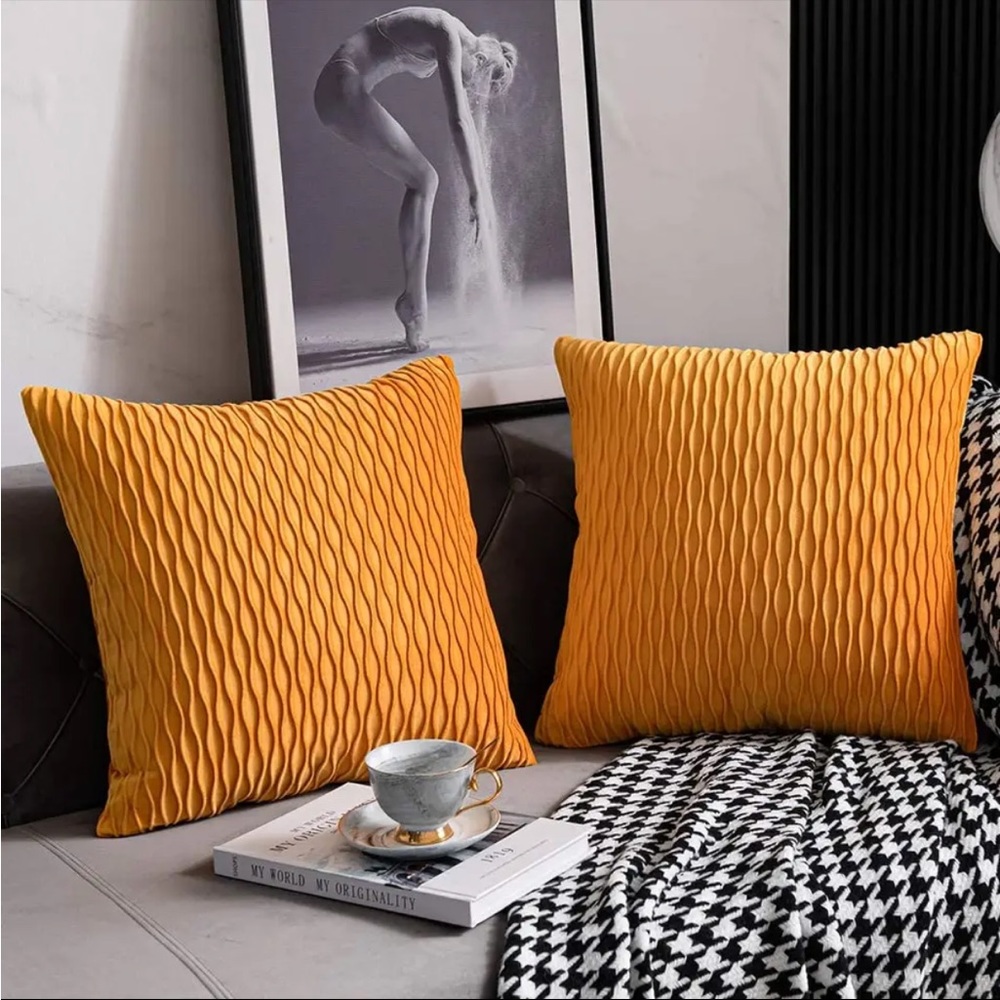 2 piece set Striped Velvet Cushion Throw Decorative Accent pillow cover